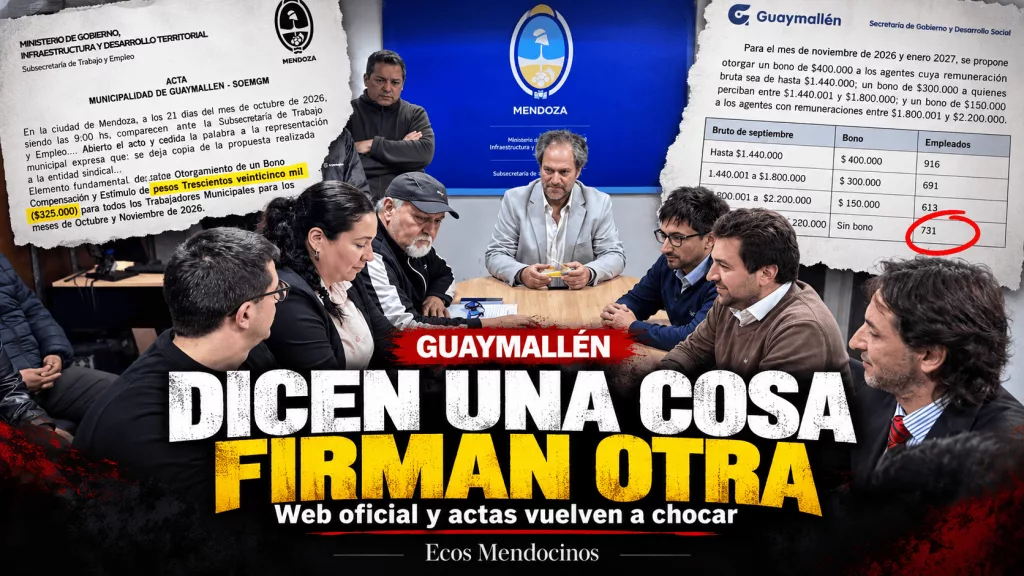 Guaymallén: la oferta salarial publicada por el Municipio no coincide con el acta de conciliación